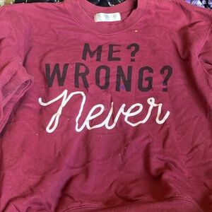 Burgandyish sweatshirt. Size large